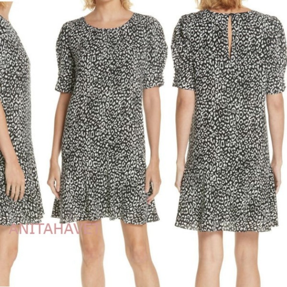 JOIE Angeni Leopard Print Puff Sleeve Dress XS - Picture 2 of 7